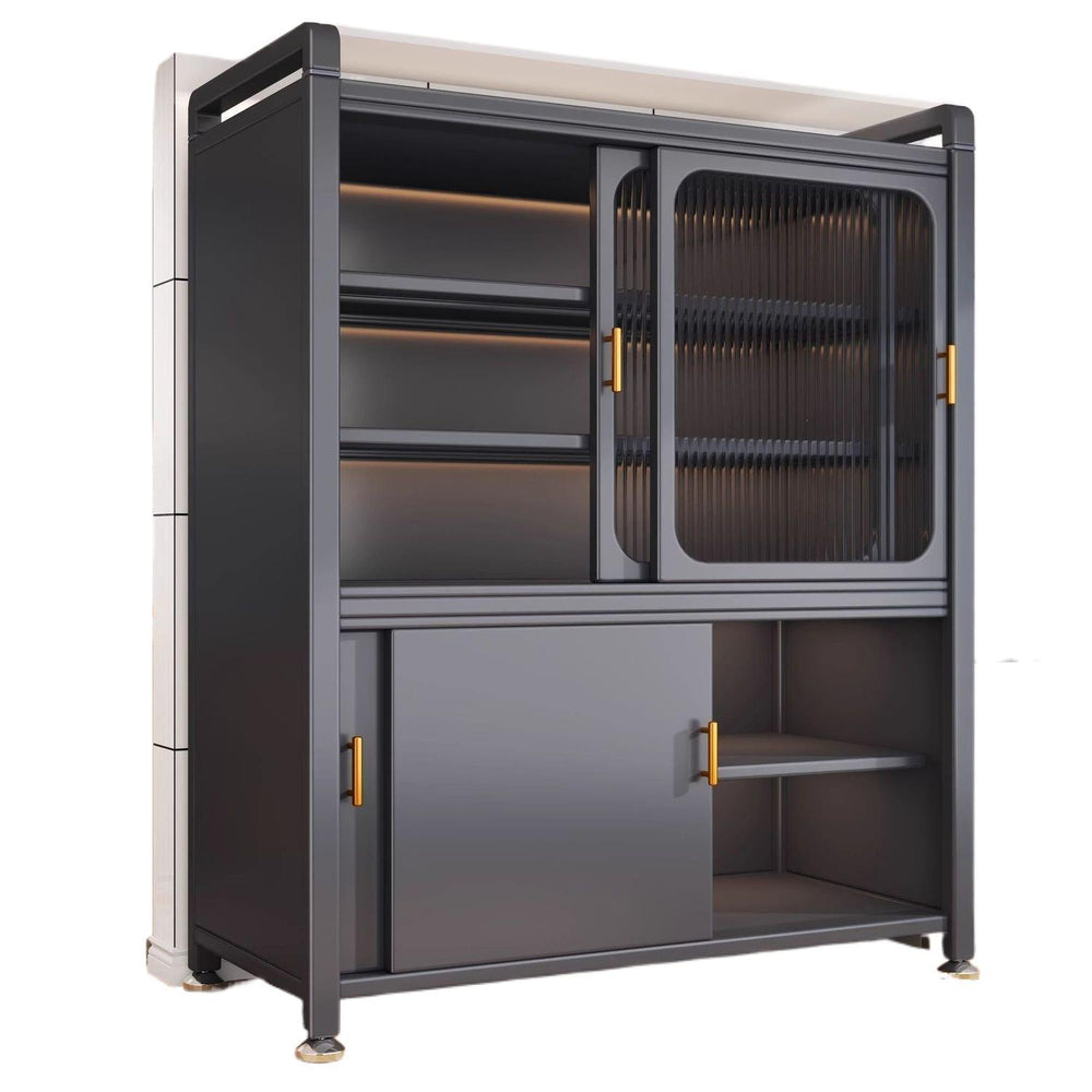 Kitchen storage rack multi-layer floor-standing storage sideboard sliding door dust-proof cabinet multi-functional storage cabinet bowl cabinet