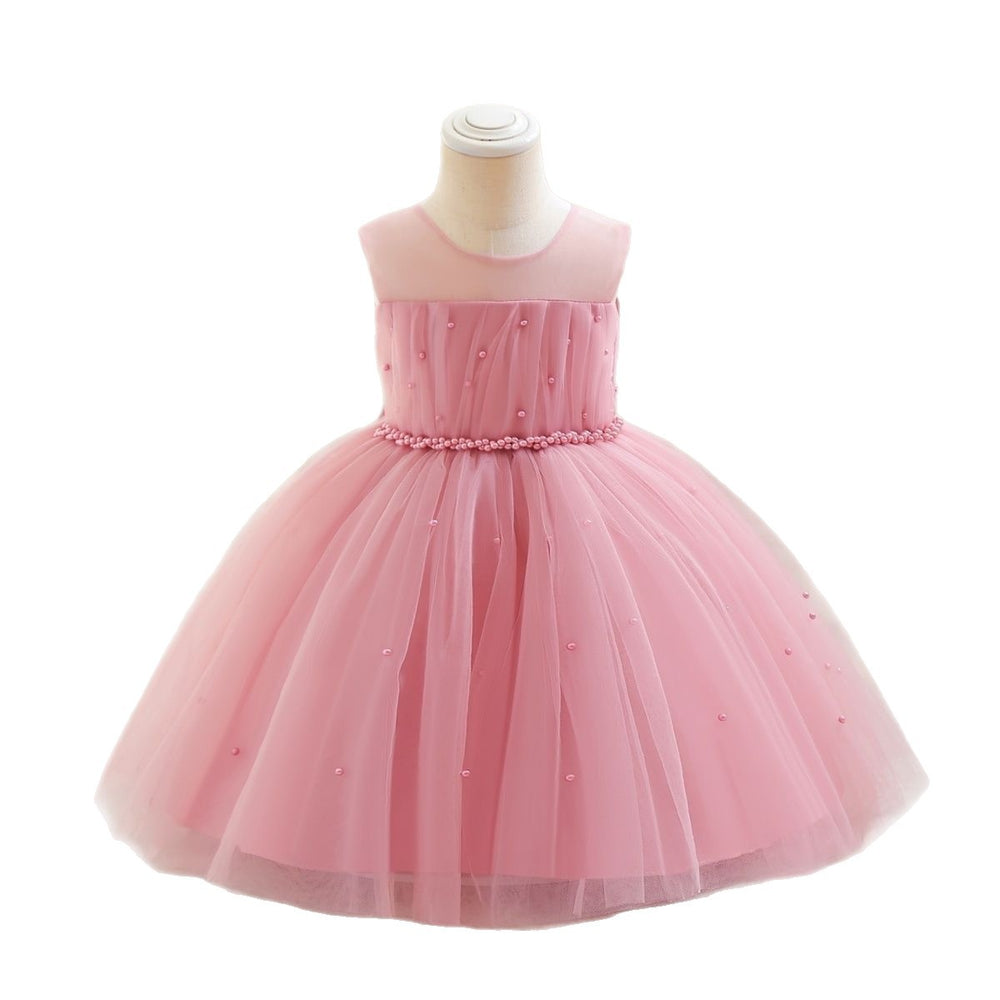 Girls' tutu dress with puff sleeves - european & american style princess dress for kids - birthday party & performance outfit - trendy mesh dress