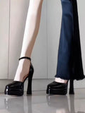 2025 new mary jane super high heels women's elegant black wedding shoes platform barbie chunky heel petite cm
