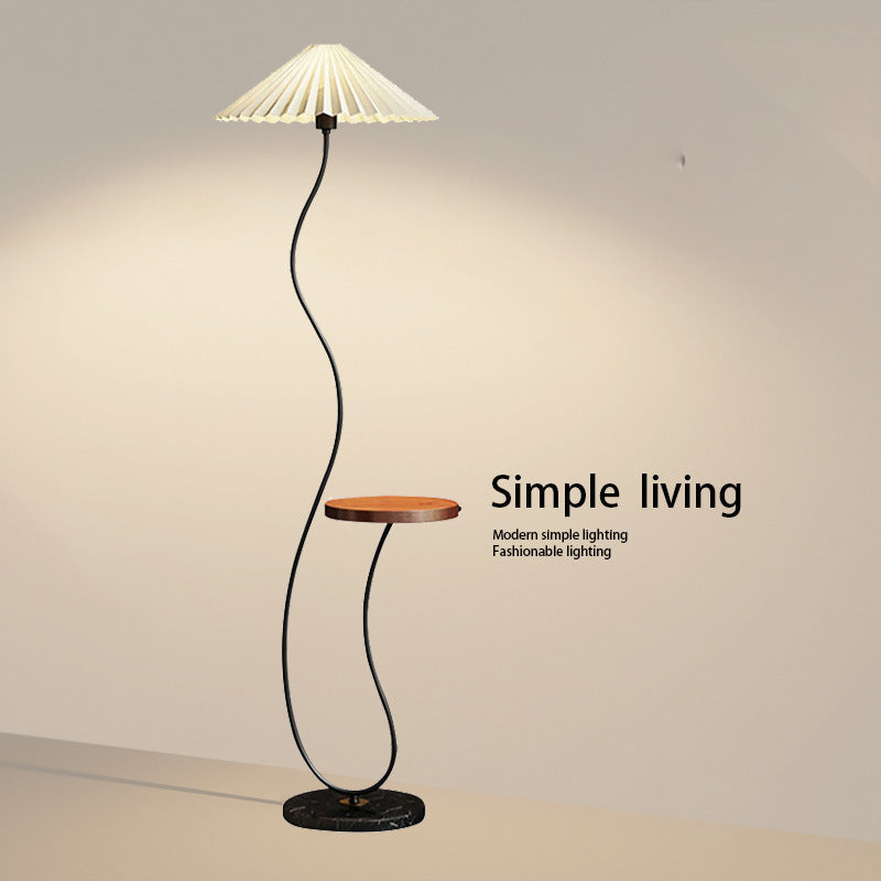 Pleated floor lamp storage rack all-in-one living room sofa coffee table table lamp scandinaviancasual smart wireless charging ambient light