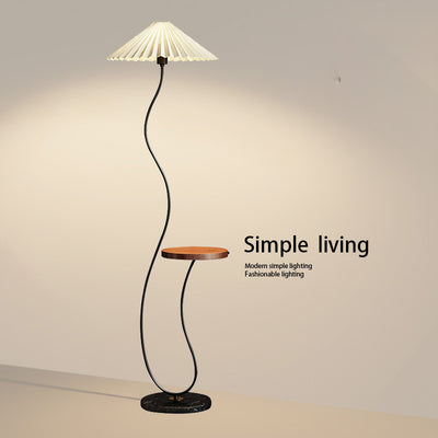 Pleated floor lamp storage rack all-in-one living room sofa coffee table table lamp scandinaviancasual smart wireless charging ambient light