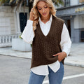 Fashion cross-border export  independent station new arrivalvest retro twist pullover shirt v-neck sleeveless sweater for women