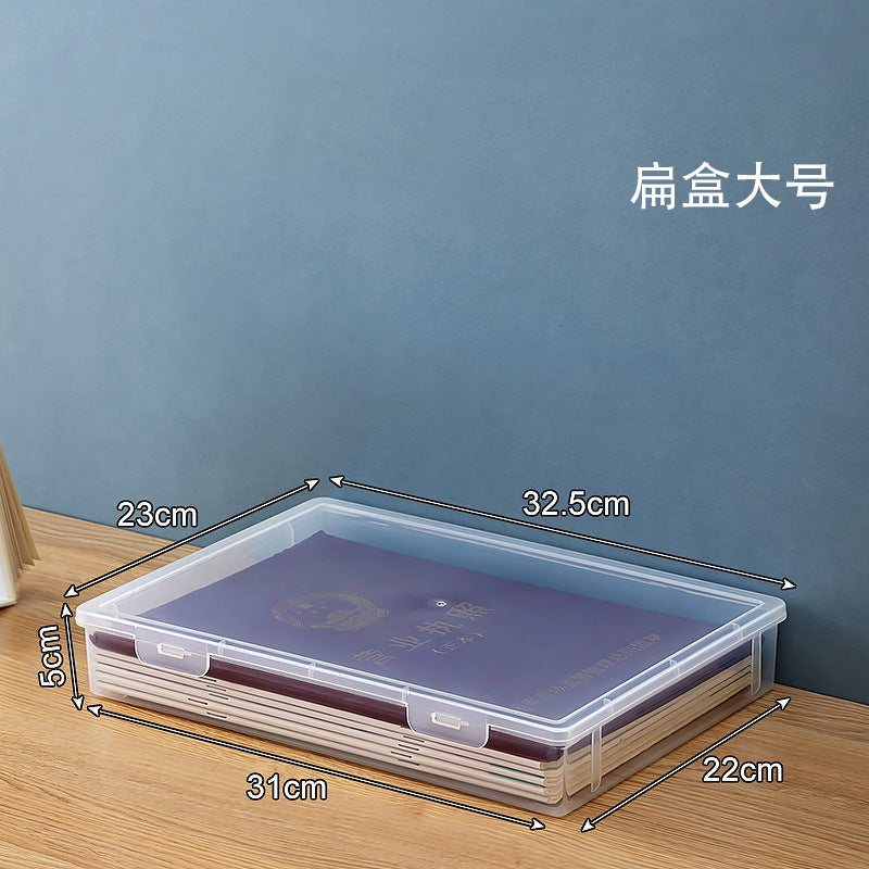 Desktop file storage box, transparent cover, can be stacked with honorary certificates, certificate storage box, desk good goods storage