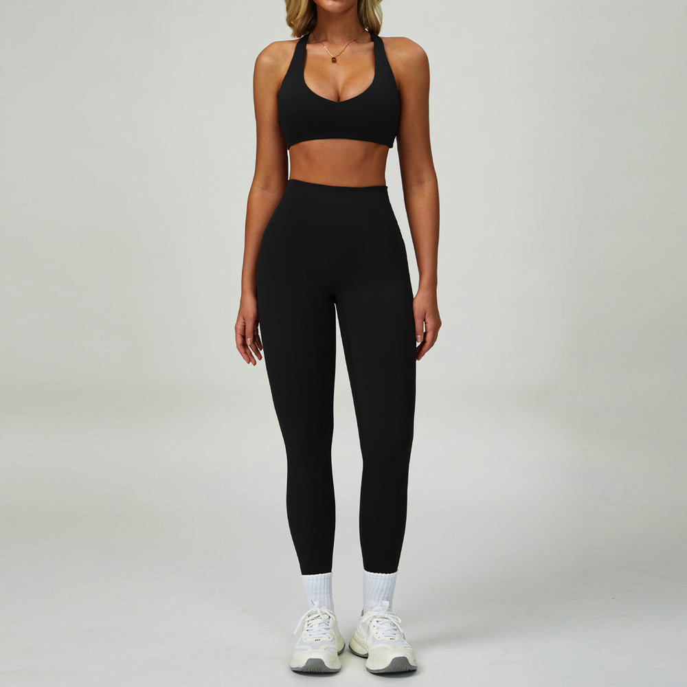 Summer cross-border barely-there yoga set - backless, tight-fitting, quick-dry activewear - outdoor sports running three-piece set 9300