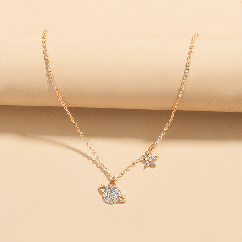 Star and moon necklace wholesale fashion cross-border o-shaped chain jewelry women's ins style niche style design high-end fall and wintersweater chain