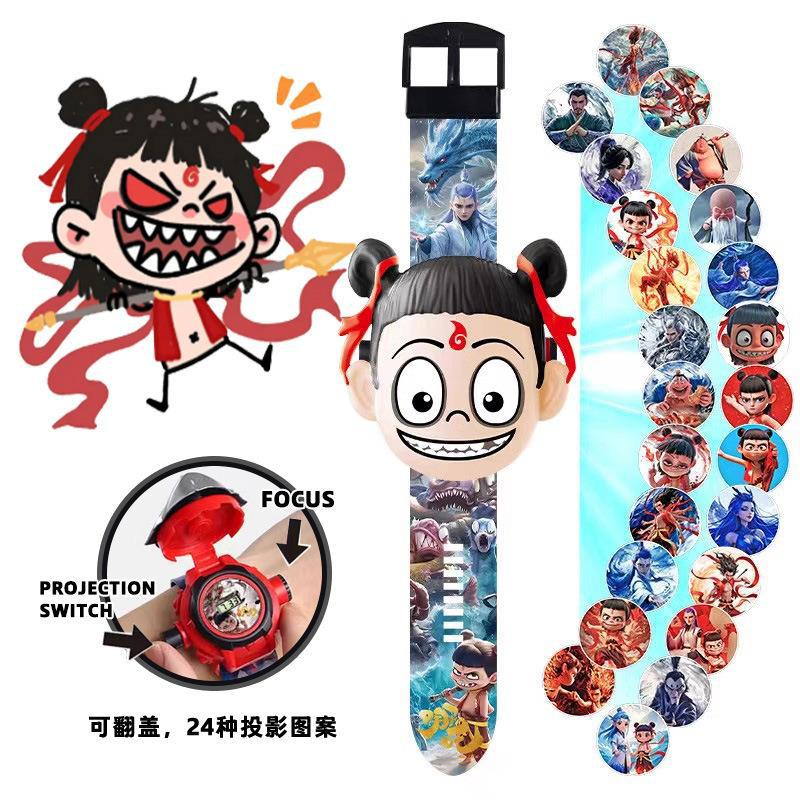 Nezha 2: the magic boy raising the sea children's projection watch toddler ao bing luminous time watch toy watch men's gift