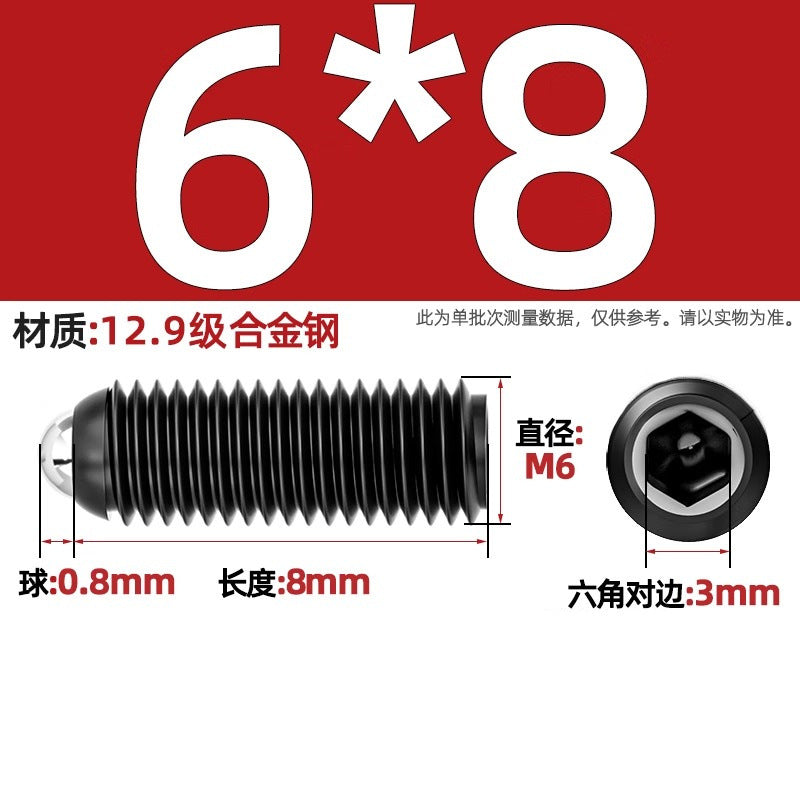 304 stainless steel/12.9 grade wave ball screw steel ball fastening spring ball head spring plunger ball glass positioning ball