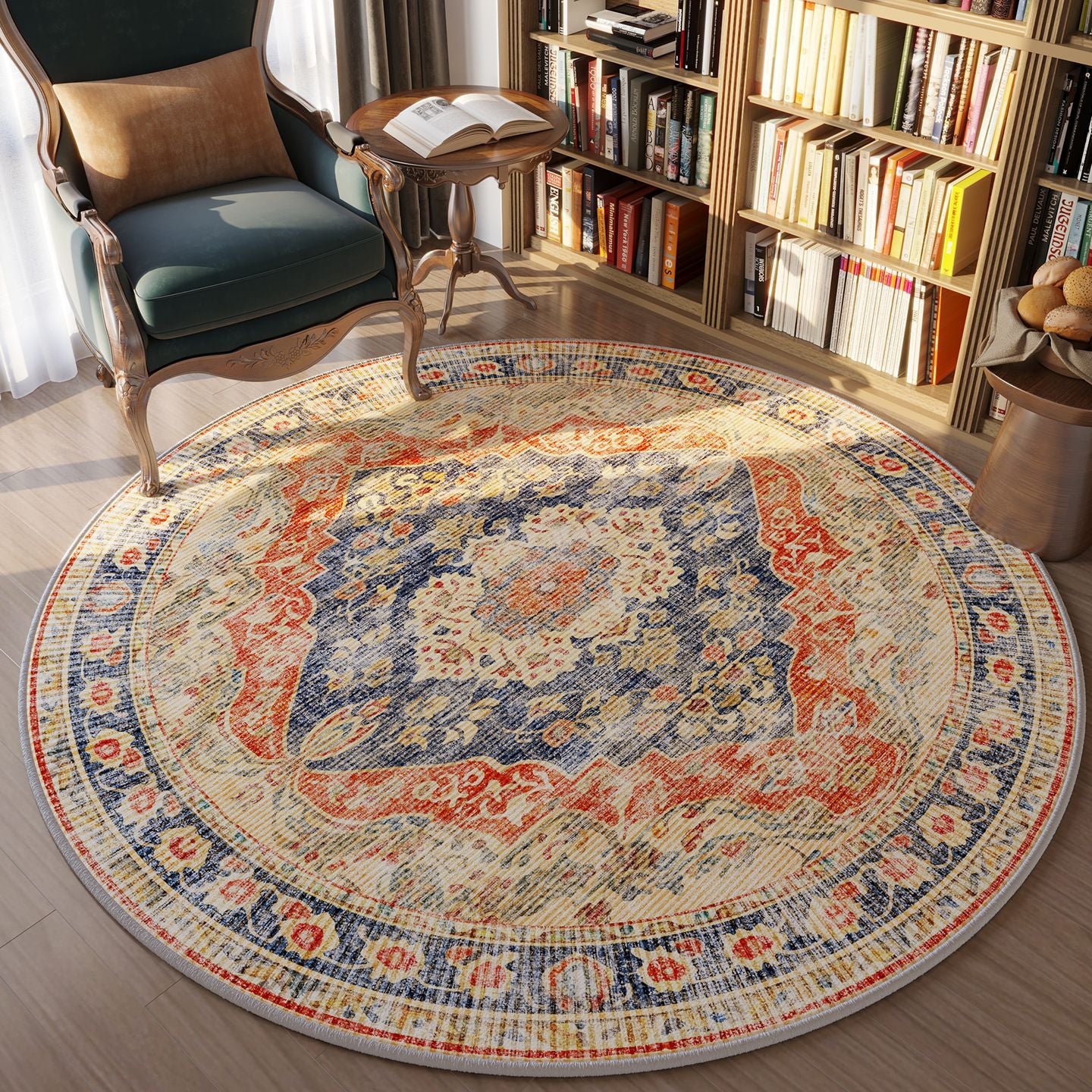 Round fine cashmere carpet modern simple light luxury high-end large round blanket retro American non-slip bedroom living room