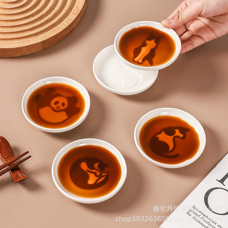 Ceramic animal flavor dish xiaodiefor homecreative sauce dish small soy sauce dish cute ketchup dish manufacturer wholesale