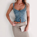 Fashion cross-border women's clothing new arrival  independent station zipper suspender backless slim fit denim sexy vest for women