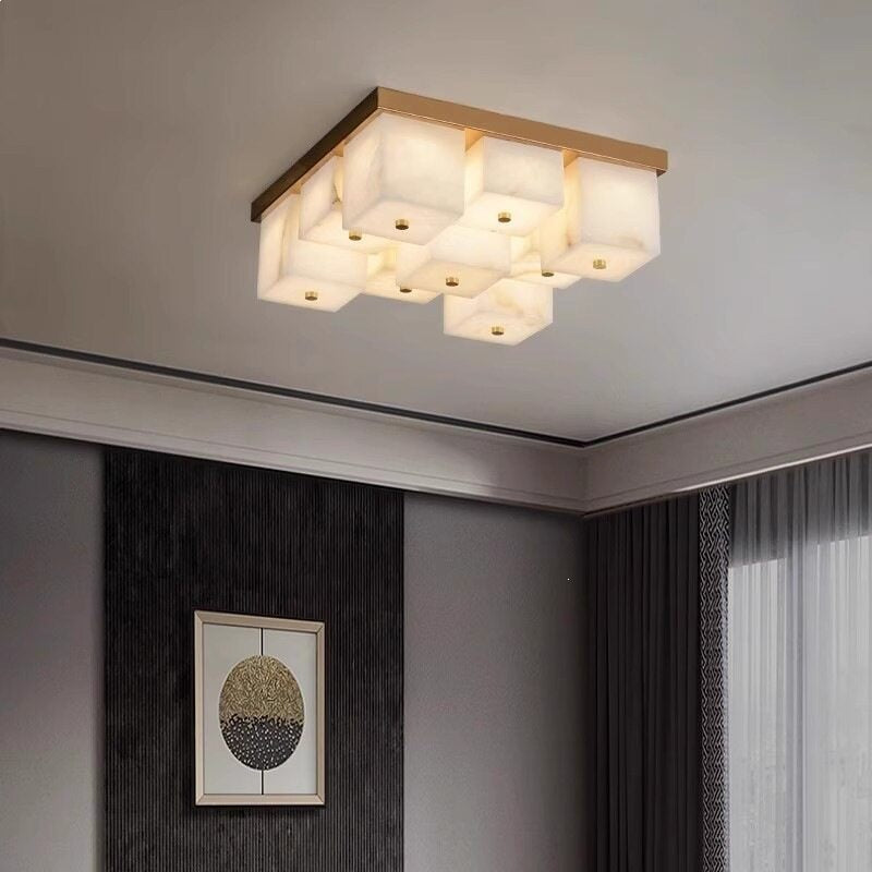 Marble all-copper ceiling lamp modern new chinoiseriecasualaccessible luxury bedroom dining room study lamp designer creative living room