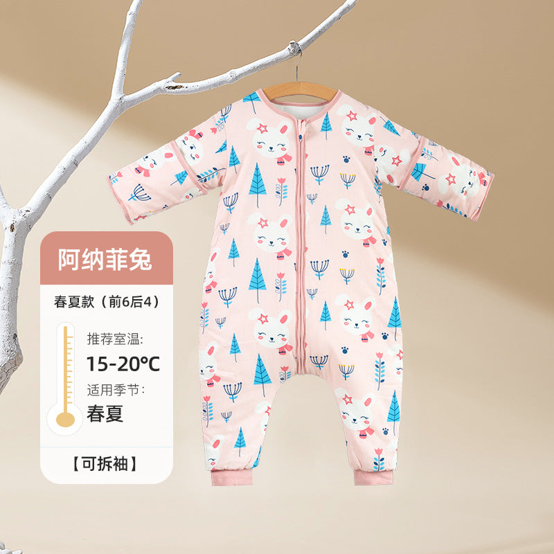 Baby sleeping bag - spring, autumn, and winter - baby legged sleep sack - anti-kick blanket - kids' thickened pure cotton gauze - all-season use