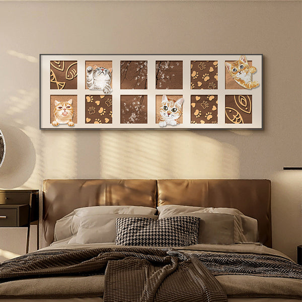 Wabi Sansan creative cat bedroom decoration painting modern simple master bedroom bedside painting log wind children's room mural