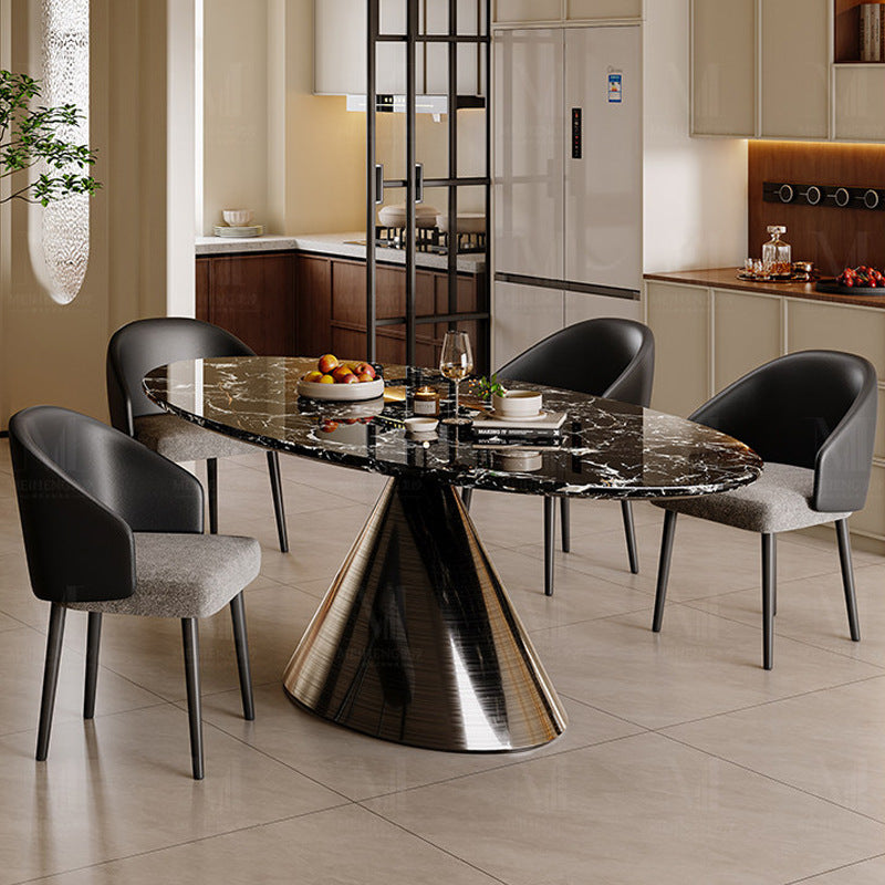 Optional board new arrival marble dining table large apartment natural luxury stone black rose classy oval luxury dining table and chairs