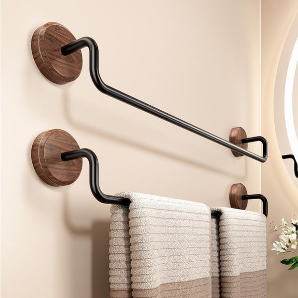 Walnut bathroom towel rack No punching bathroom minimalist towel bath towel hanging rod washstand single rod rack