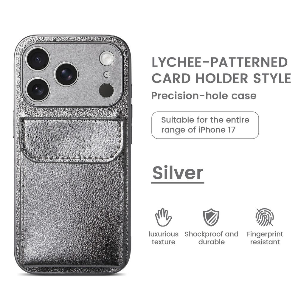 iphone 17 pro max leather case card holder phone case apple 16 vegan leather matte anti-drop protective cover