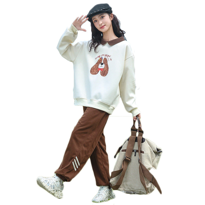 Girls' sweatshirt:  spring/autumn new arrival - trendy, stylish, long-sleeved, loose-fit top - autumn fashion for girls - popular children's clothing