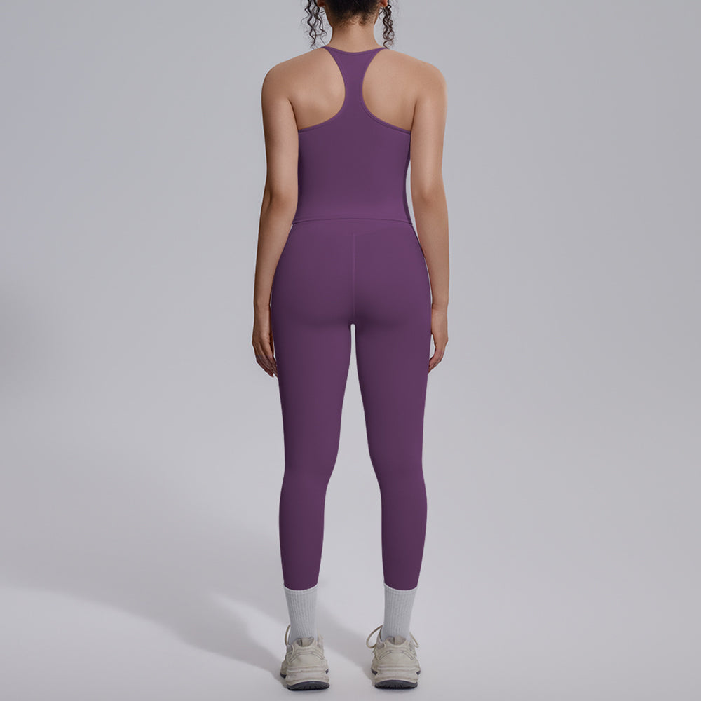 New arrival cross-border fashion double-sided brocade i-shaped beautiful back yoga suit sports running fitness running two-piece set for women