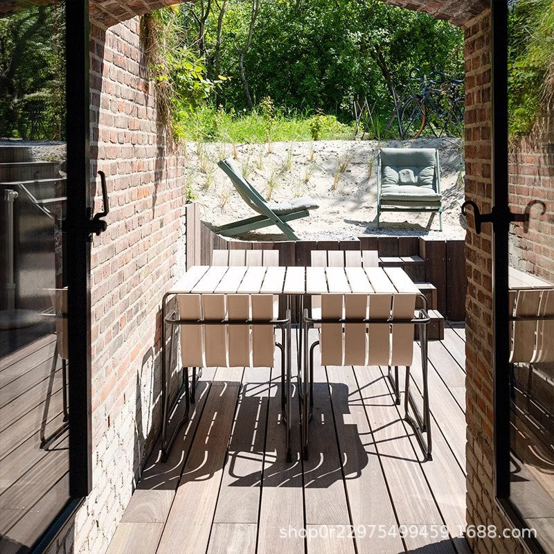 Aluminum alloy outdoor table and chair combination courtyard open-air Internet celebrity leisure table and chair milk tea shop homestay waterproof sunscreen tea table