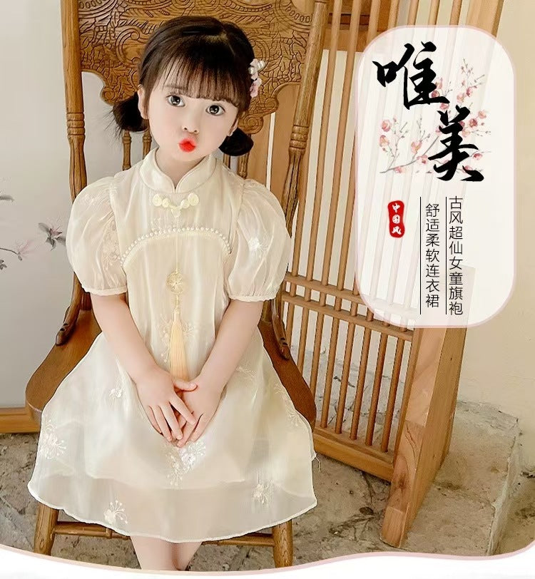 Girls' cheongsam dress - new  summer collection: elegant, chic, chinese style, baby hanfu - exquisite and adorable