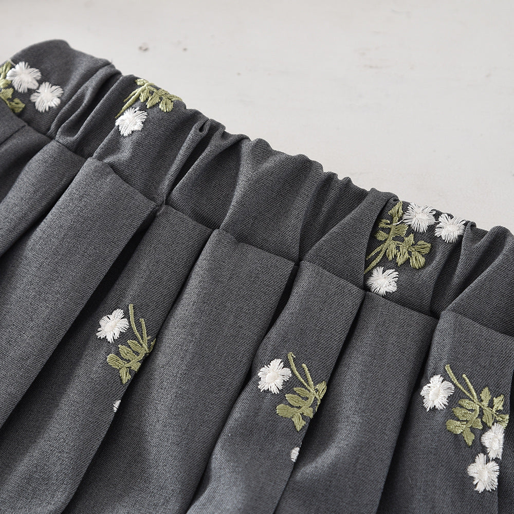 Girls' summer outfit: new embroidered floral tweed-style tank top and pleated skirt two-piece set - hot seller for cross-border e-commerce