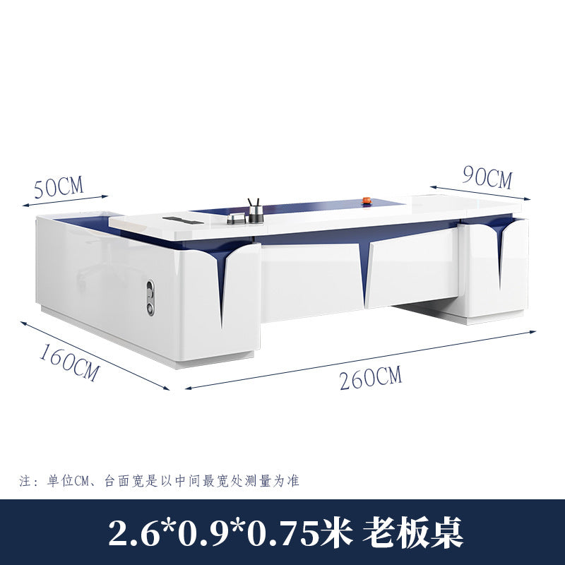 Piano lacquer office desk - designer creative high-end executive desk - stylish white manager supervisor executive desk
