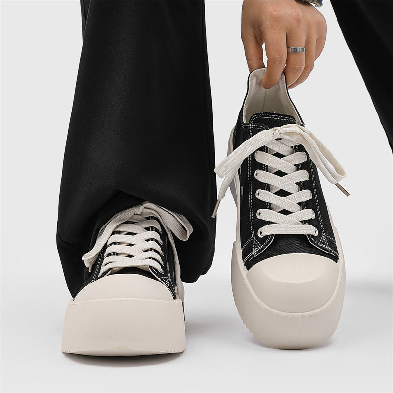 2026 spring new retro canvas shoes men's height increasing casual versatile classic skate shoes korean style trendy thick sole men's shoes
