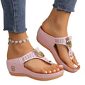foreign trade plus size women's slippers fashionsummernew arrival beach flip-flops wedge heel round toe sandals ready stock wholesale