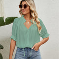fashion cross-border trade  new independent station lace-up princess sleeve pleated chiffon top for women