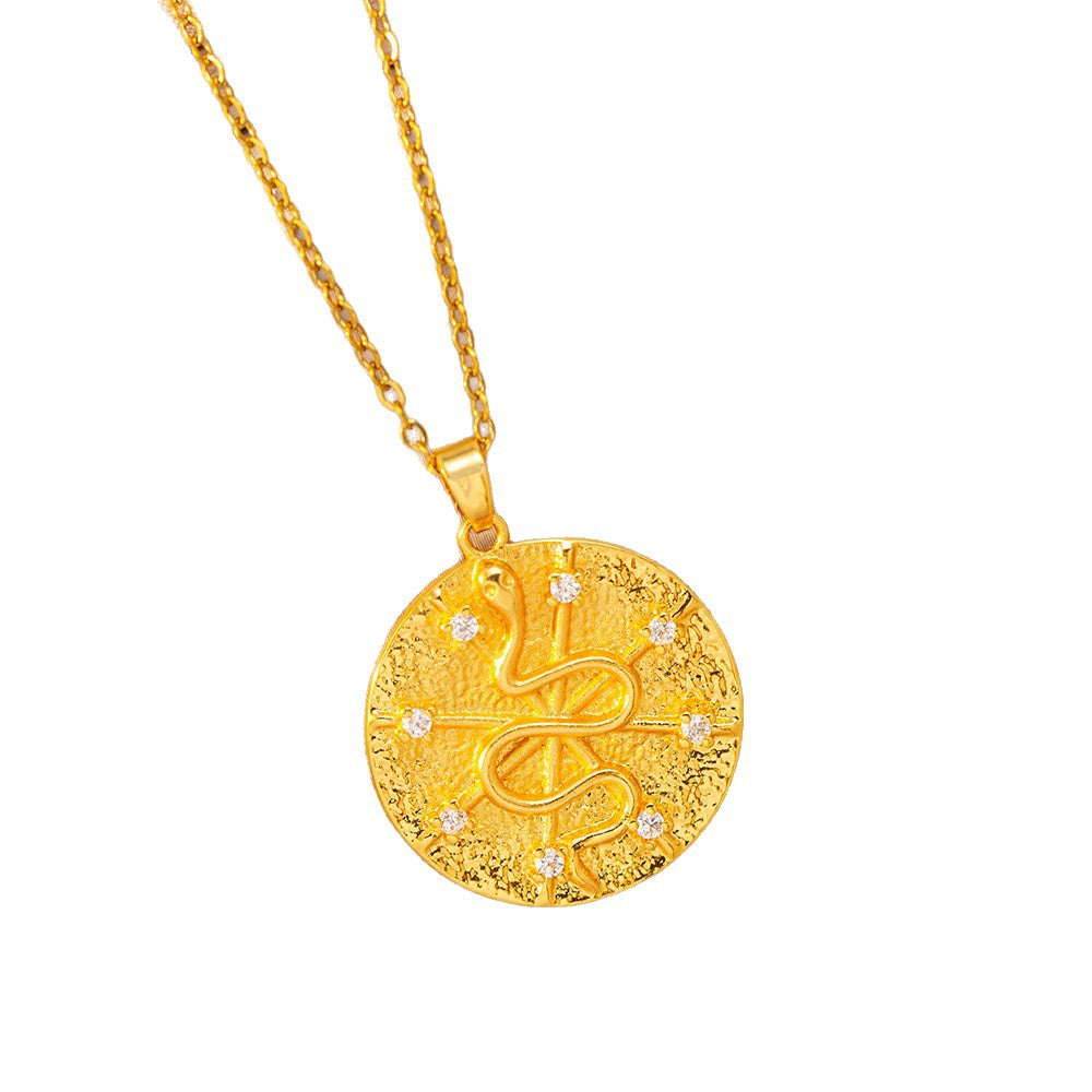 [copper inlaid with zirconium] cross-border hot-selling snake-shaped necklace for women, personalized fashion stainless steel elegant accessible luxury clavicle chain jewelry