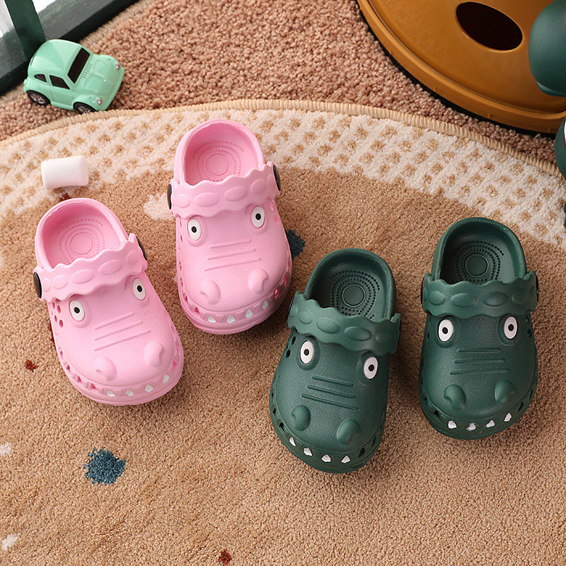 New summer indoor anti-slip korean style baby clogs - cute dinosaur closed-toe sandals for toddlers