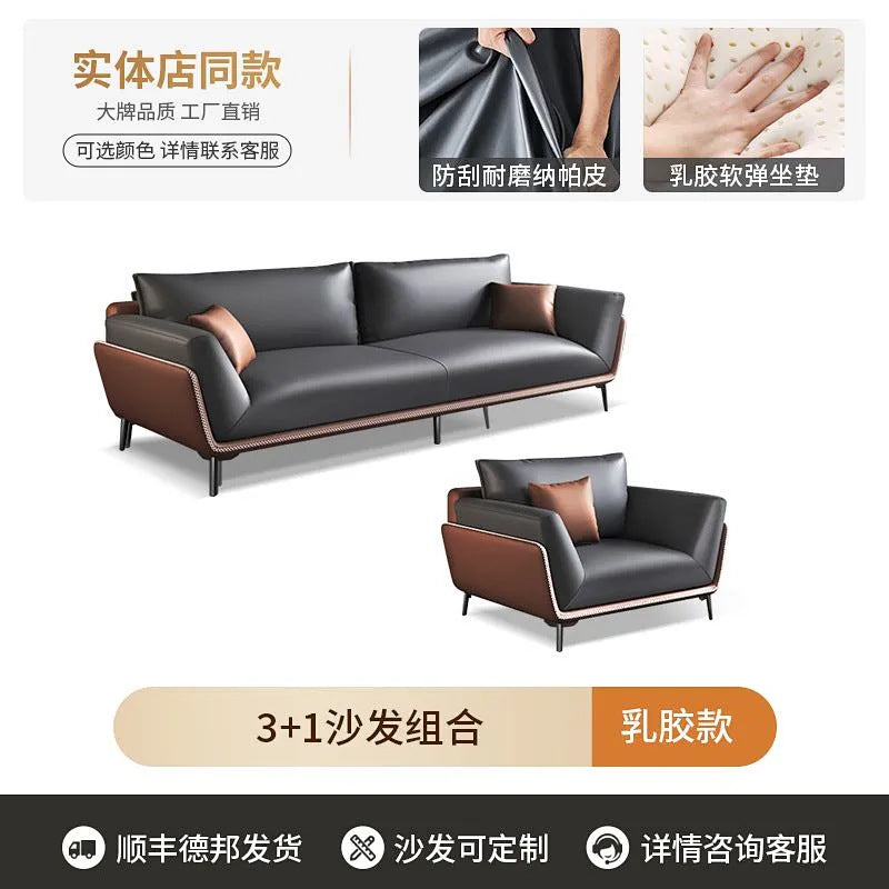 Office reception sofa set - modern minimalist sofa, coffee table, and three-seater suite for business reception areas