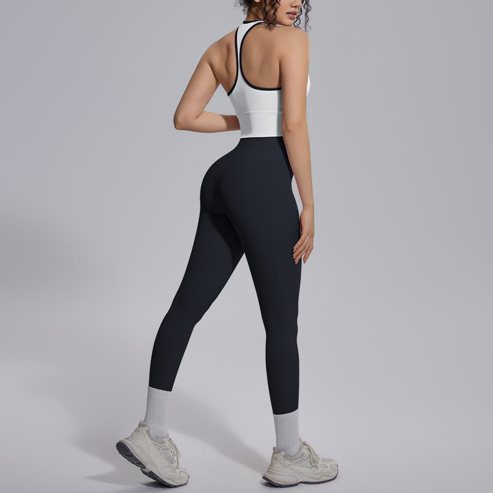 New arrival: solid color reversible jacquard compression yoga set - workout, running, and fitness two-piece outfit