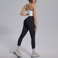 New arrival: solid color reversible jacquard compression yoga set - workout, running, and fitness two-piece outfit
