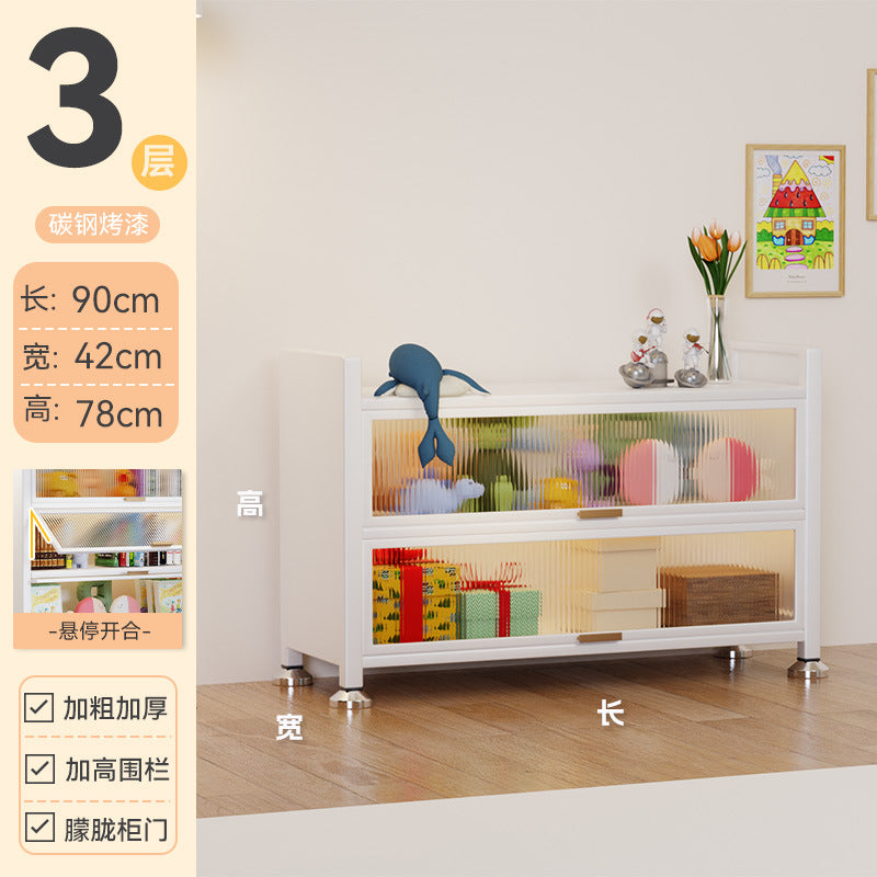 Steel bookcase with door Children's bookshelf Dust-proof locker Household display cabinet Bedroom floor rack Storage cabinet