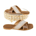 Summer ethnic style criss-cross strap open-toe flat sandals women's bohemian woven casual beach slippers
