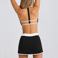 Sexy fitness running outdoor halter sports bra vest camisole yoga tennis skirt set for women