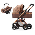 Baby stroller with carrycot, multifunctional, reclining, lightweight, foldable, two-way, high-view, newborn infant carriage