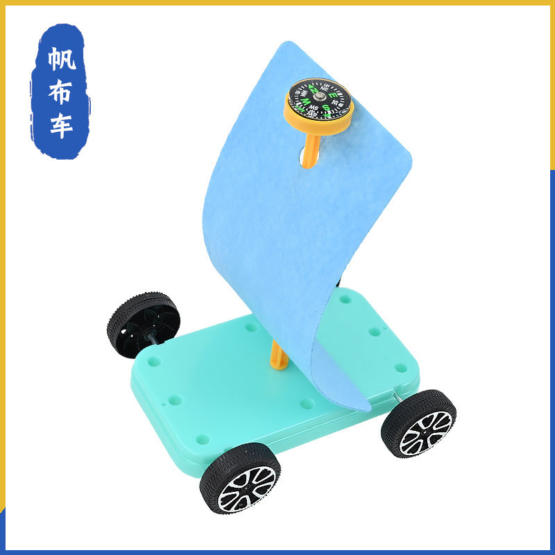 Sailing car Wind-powered trolley Physical science Fun experiment Primary school students Technology small production Invention STEM maker
