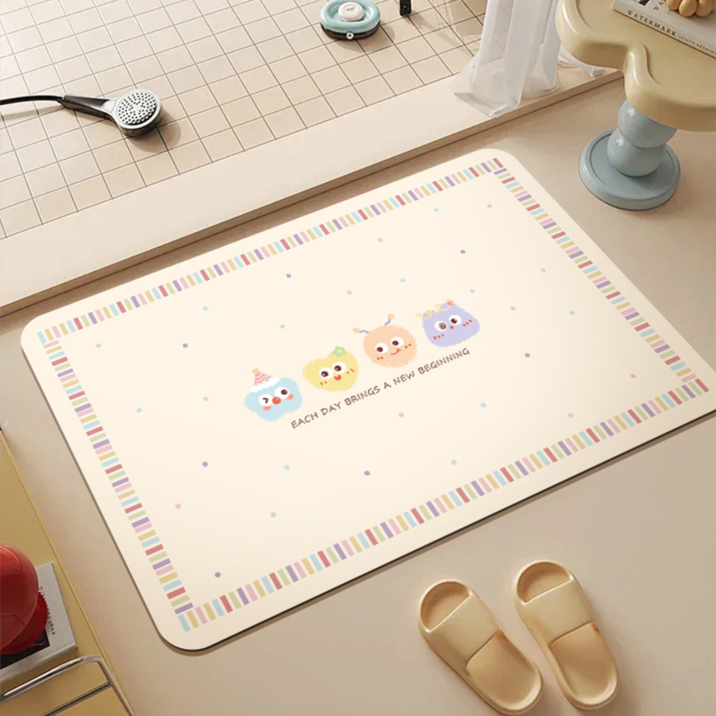 Soft diatom mud toilet floor mat bathroom absorbent non-slip mat cartoon toilet door mat toilet bathroom bathroom bathroom