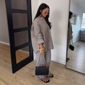European and american cross-border women's fashion:  summer new collection - striped, loose-fit, long-sleeve shirt and wide-leg pants casual set