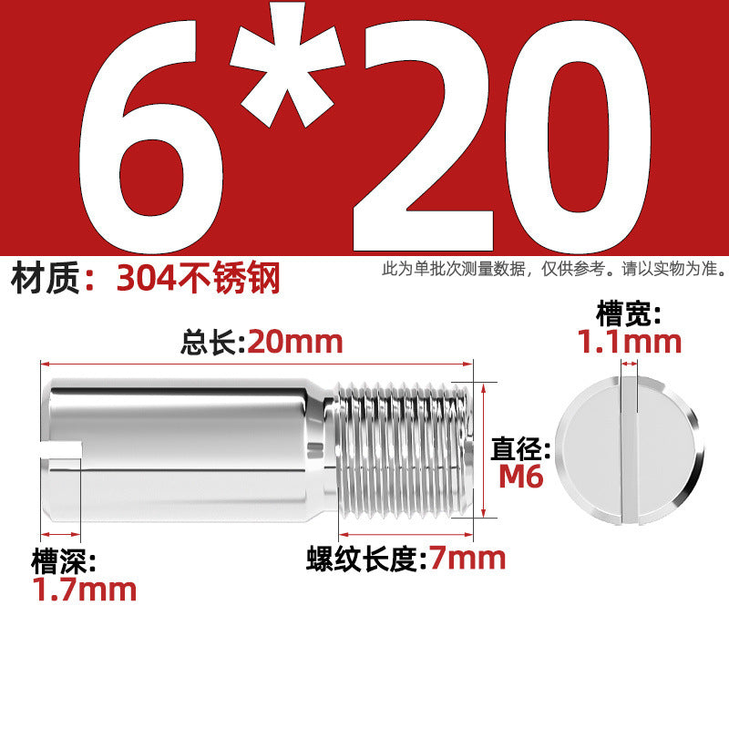 304 stainless steel GB878 one-character groove external thread cylindrical pin positioning pin M2M2.5M3M4M5M6M8M10