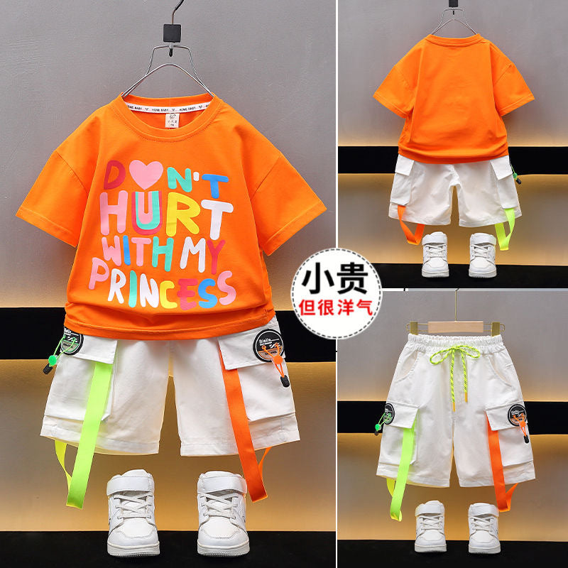 Boys' summer outfit set:  new stylish designs for baby boys and girls - short-sleeve t-shirts, wholesale children's summer clothing