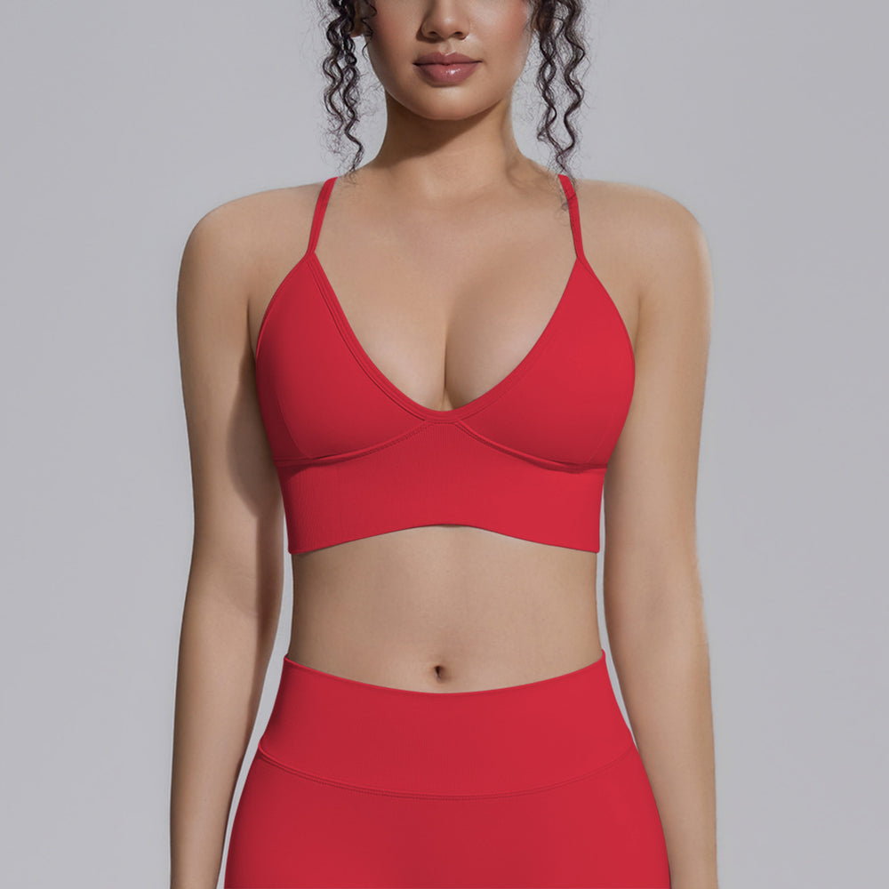 New double-strap seamless yoga bra - sexy back design, quick-dry activewear top for running, fitness, and yoga