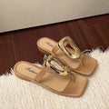 Niche, high-end, retro-style thong sandals - french-inspired low-heel flip-flops for women, new summer 2026 collection, perfect for outdoor wear