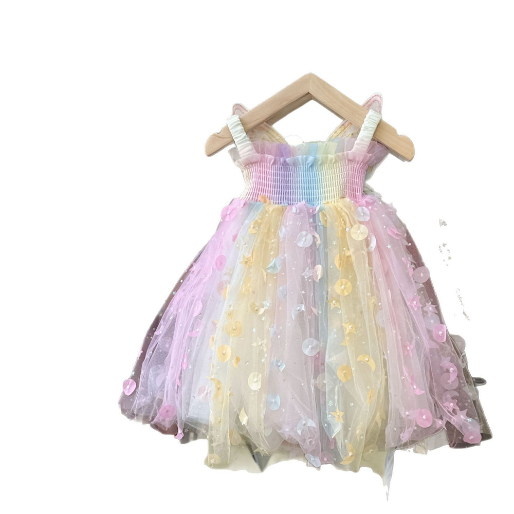 【custom wholesale】girls' dresses  summer new style butterfly wing chic baby girl birthday dress