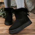 cross-border winter new arrivalfleece-linedthickenedplus size snow boots thick sole fur bow bowsheattech short boots for women