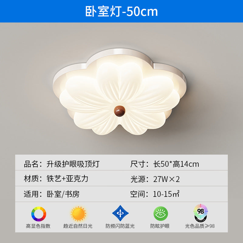 Log cream wind bedroom ceiling light simple modern new walnut pattern creative master bedroom eye protection room lighting