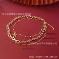Faux pearl long drawstring necklace floral necklace 3-in-1 unique pearl necklace simple choker school gift
