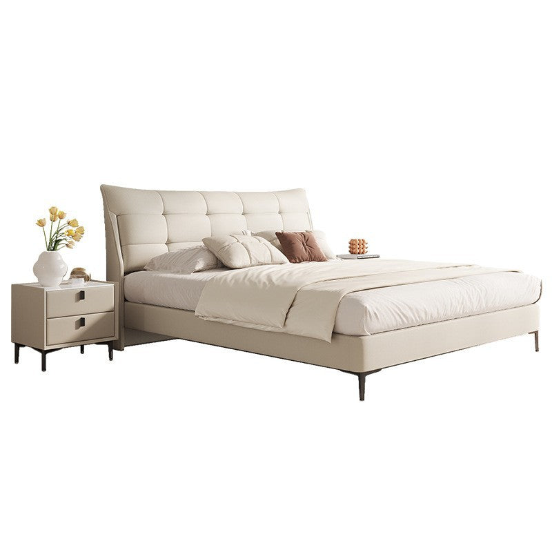 Light french cream style bed small apartment casualaccessible luxury foshan furniture master bedroom double 1.8m genuine leather bed